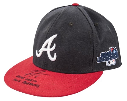 2013 Freddie Freeman Game Worn and Signed Atlanta Braves Postseason Hat (Lojo)